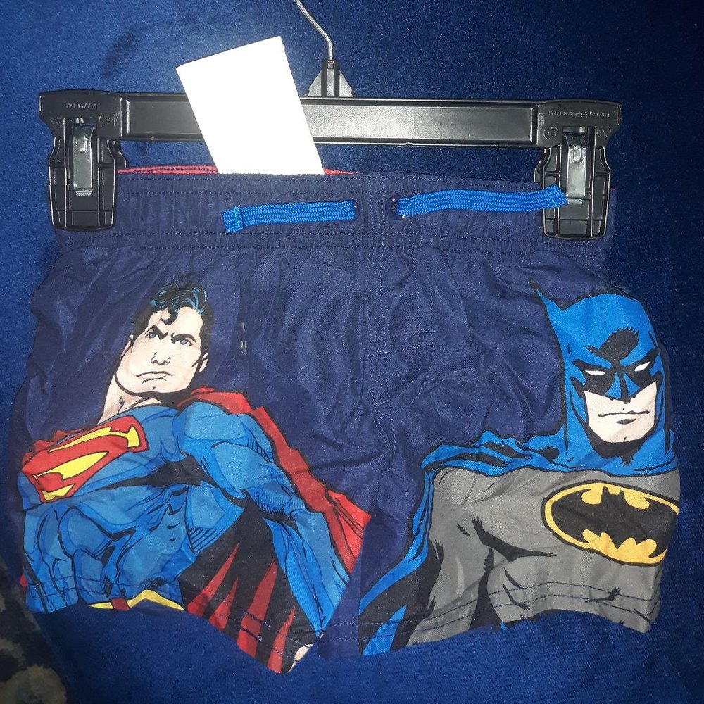 Boy's Swim Shorts Batman/Superman Size 1 1/2-2yrs